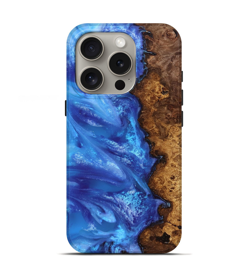 iPhone 16 Pro Wood Live Edge Phone Case - Dani (Blue, 818243)