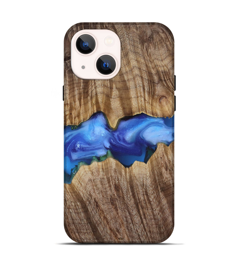 iPhone 14 Wood Live Edge Phone Case - Ole (Blue, 818244)
