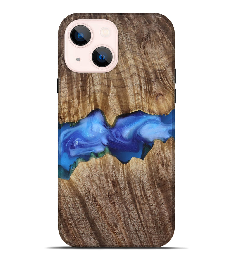 iPhone 14 Plus Wood Live Edge Phone Case - Ole (Blue, 818244)