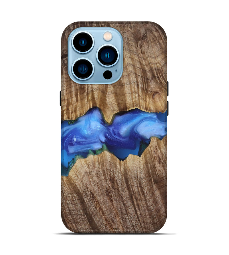 iPhone 14 Pro Wood Live Edge Phone Case - Ole (Blue, 818244)