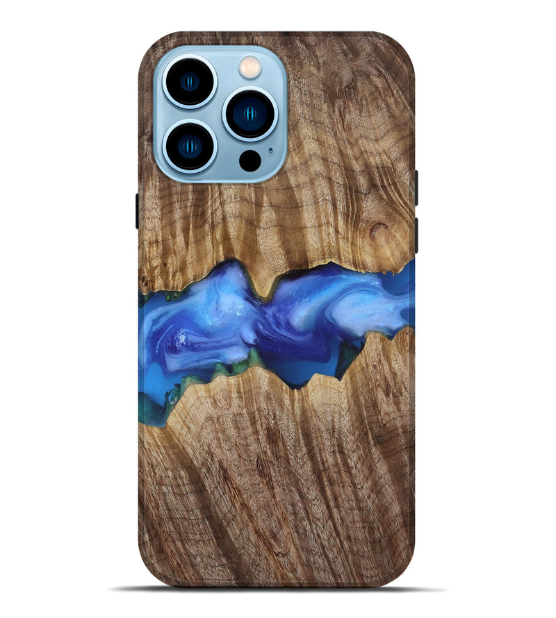 iPhone 14 Pro Max Wood Live Edge Phone Case - Ole (Blue, 818244)