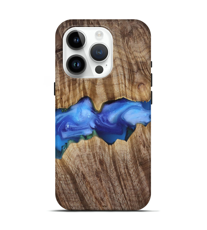 iPhone 15 Pro Wood Live Edge Phone Case - Ole (Blue, 818244)