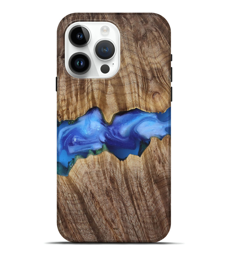 iPhone 15 Pro Max Wood Live Edge Phone Case - Ole (Blue, 818244)