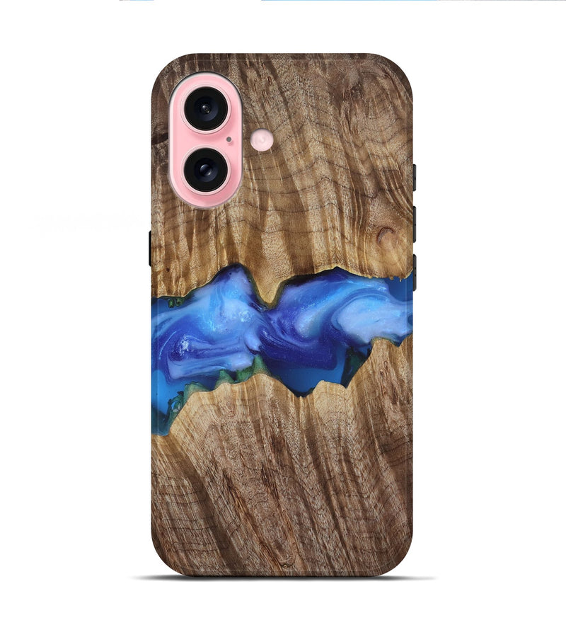 iPhone 16 Wood Live Edge Phone Case - Ole (Blue, 818244)