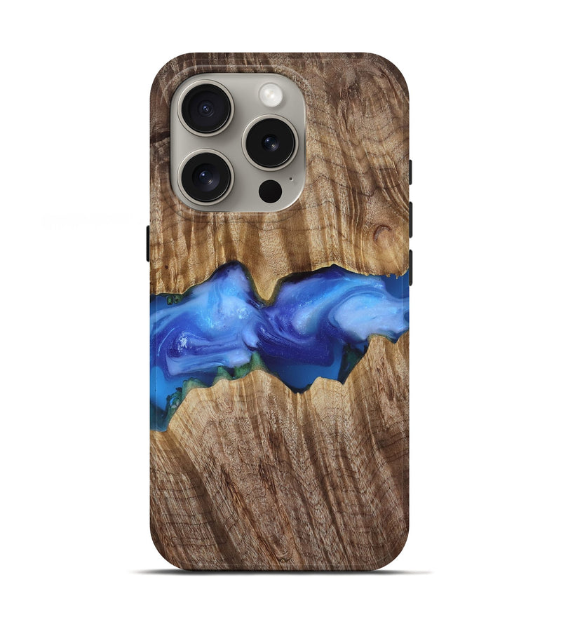 iPhone 16 Pro Wood Live Edge Phone Case - Ole (Blue, 818244)