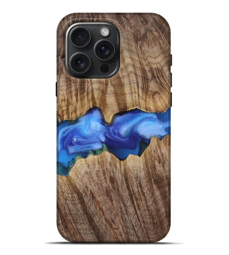 iPhone 16 Pro Max Wood Live Edge Phone Case - Ole (Blue, 818244)