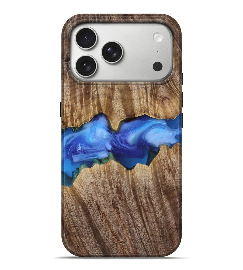 iPhone 17 Pro Max Wood Live Edge Phone Case - Ole (Blue, 818244)