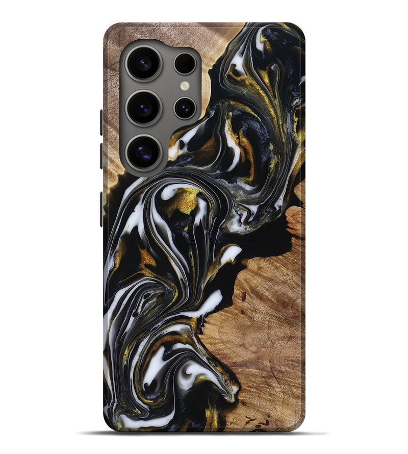 Galaxy S25 Ultra Wood Live Edge Phone Case - Katy (Black & White, 818245)