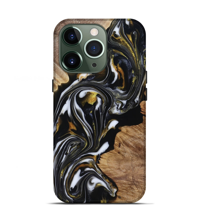iPhone 13 Pro Wood Live Edge Phone Case - Katy (Black & White, 818245)