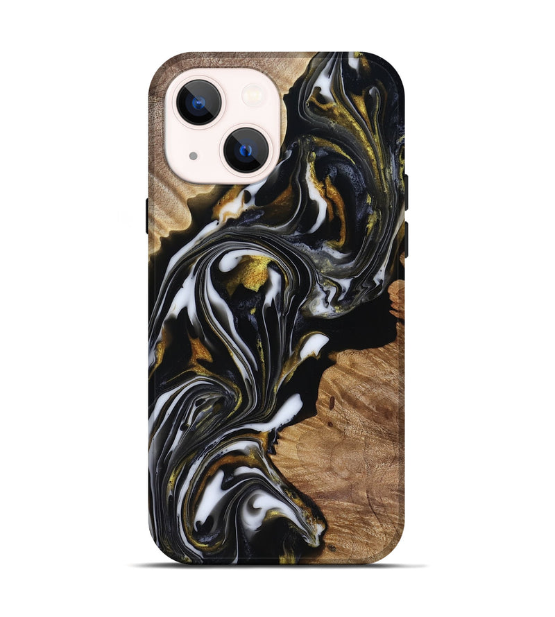iPhone 14 Wood Live Edge Phone Case - Katy (Black & White, 818245)