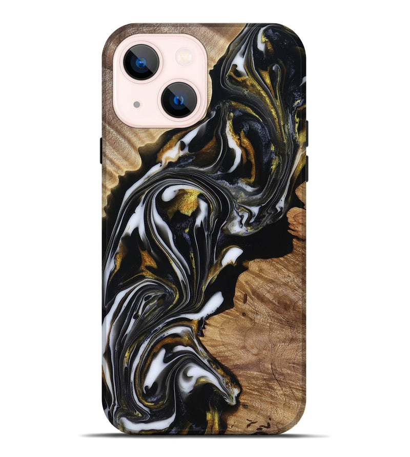 iPhone 14 Plus Wood Live Edge Phone Case - Katy (Black & White, 818245)