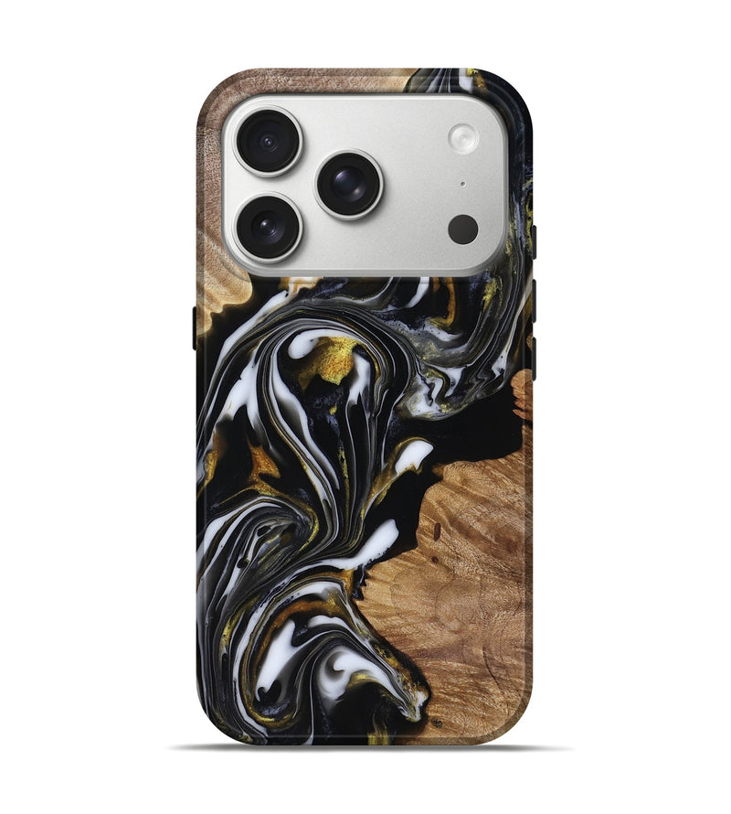 iPhone 17 Pro Wood Live Edge Phone Case - Katy (Black & White, 818245)