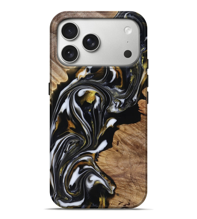 iPhone 17 Pro Max Wood Live Edge Phone Case - Katy (Black & White, 818245)