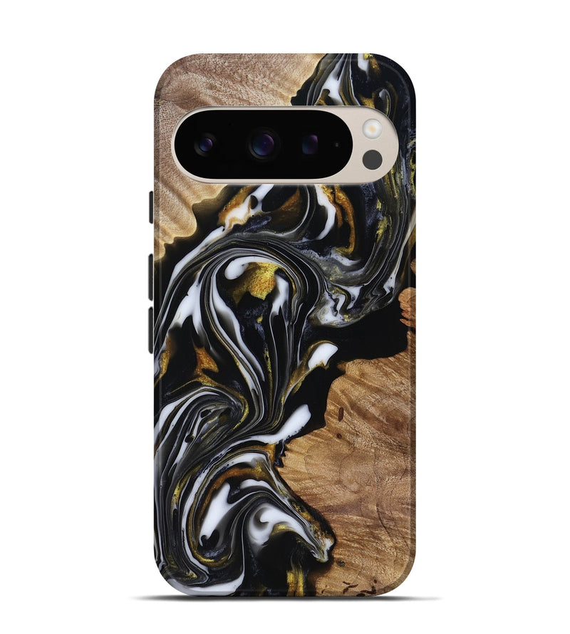 Pixel 9 Wood Live Edge Phone Case - Katy (Black & White, 818245)