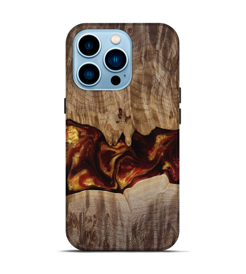 iPhone 14 Pro Wood Live Edge Phone Case - Lizeth (Red, 818246)