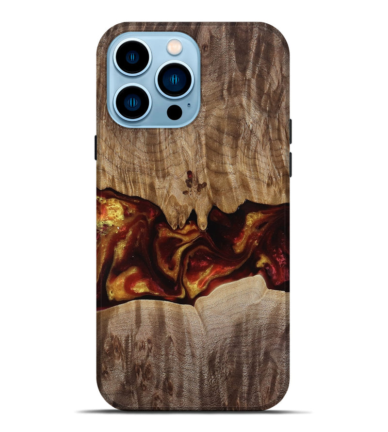 iPhone 14 Pro Max Wood Live Edge Phone Case - Lizeth (Red, 818246)