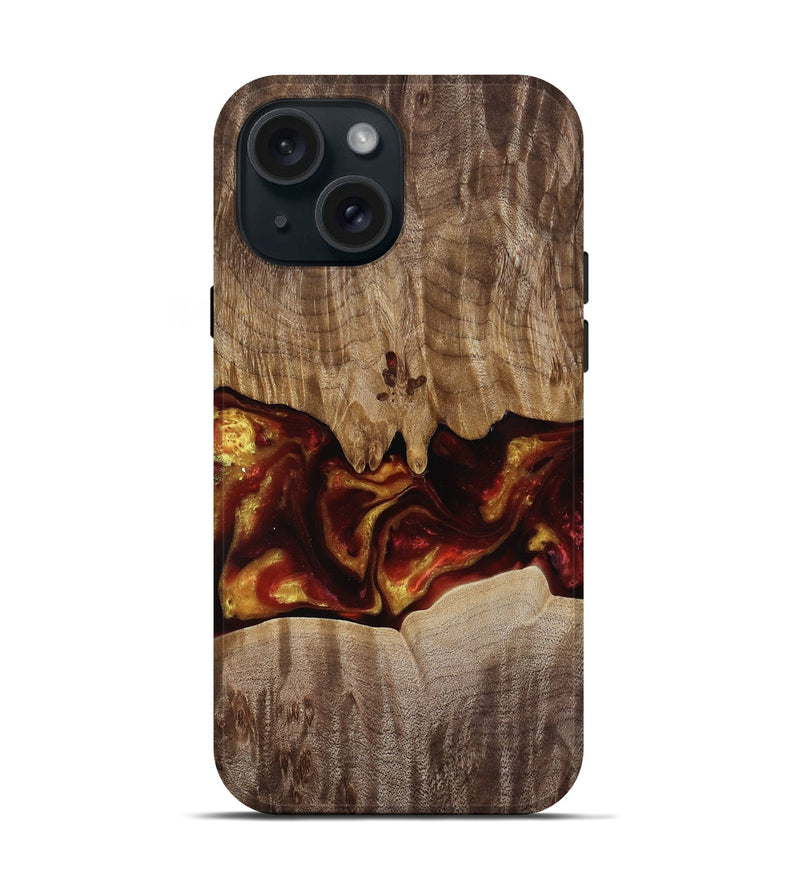 iPhone 15 Wood Live Edge Phone Case - Lizeth (Red, 818246)
