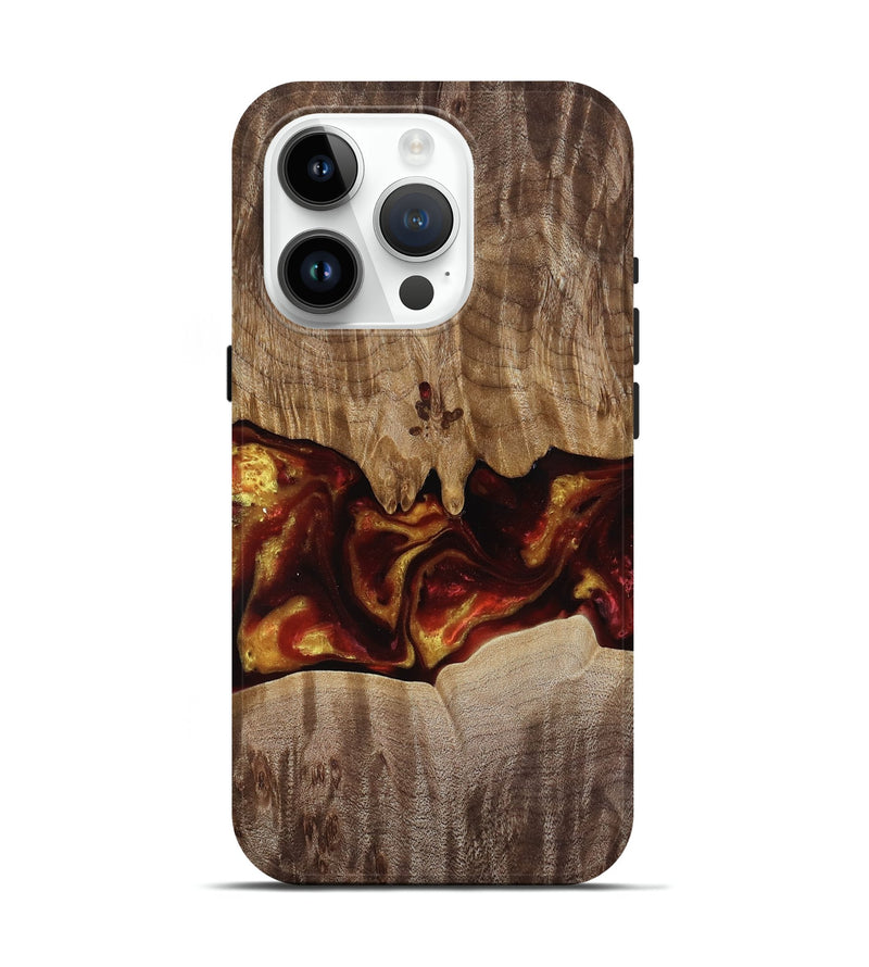 iPhone 15 Pro Wood Live Edge Phone Case - Lizeth (Red, 818246)