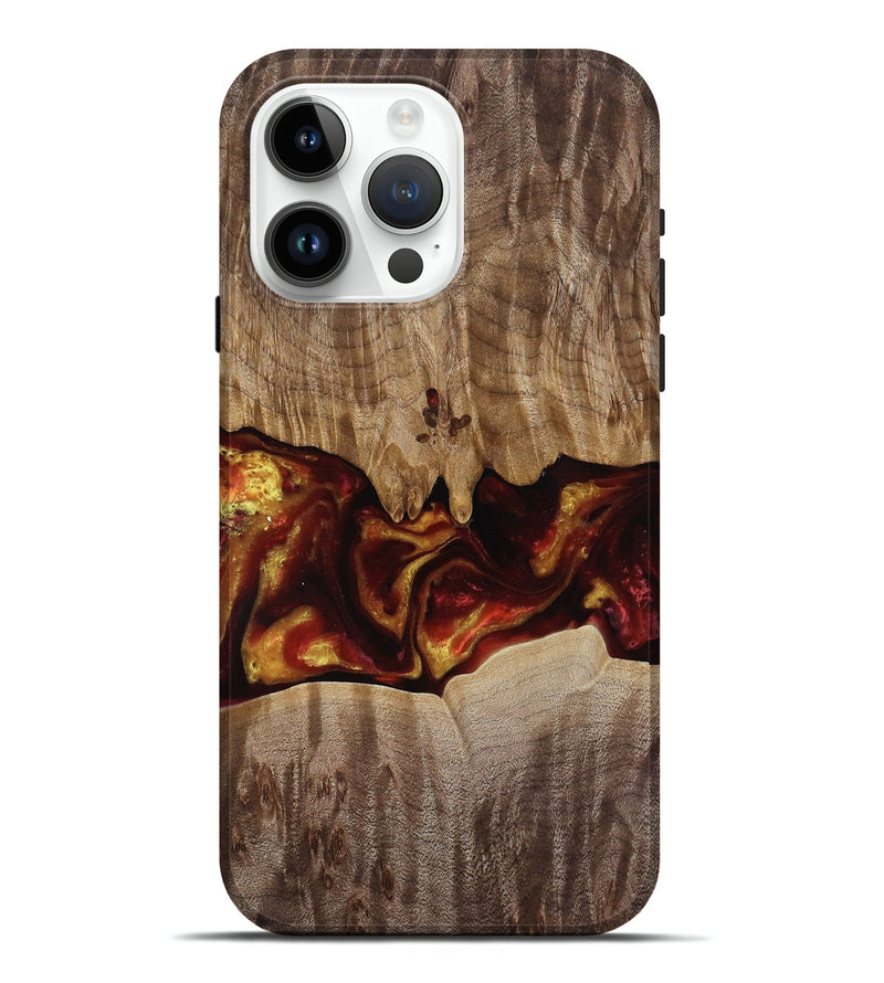 iPhone 15 Pro Max Wood Live Edge Phone Case - Lizeth (Red, 818246)