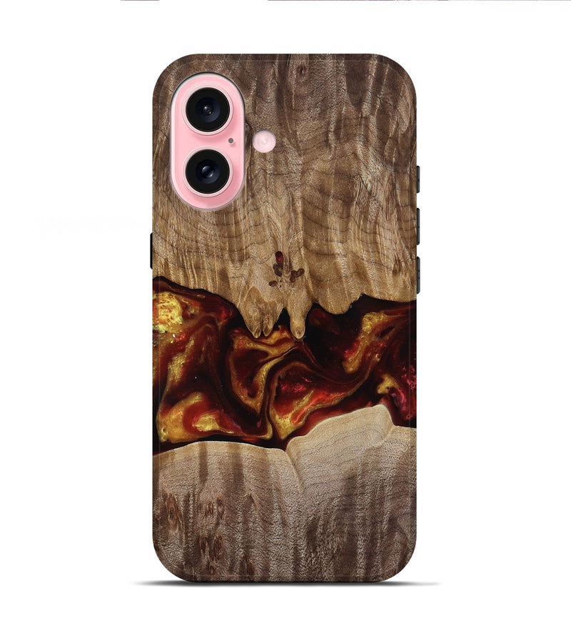iPhone 16 Wood Live Edge Phone Case - Lizeth (Red, 818246)