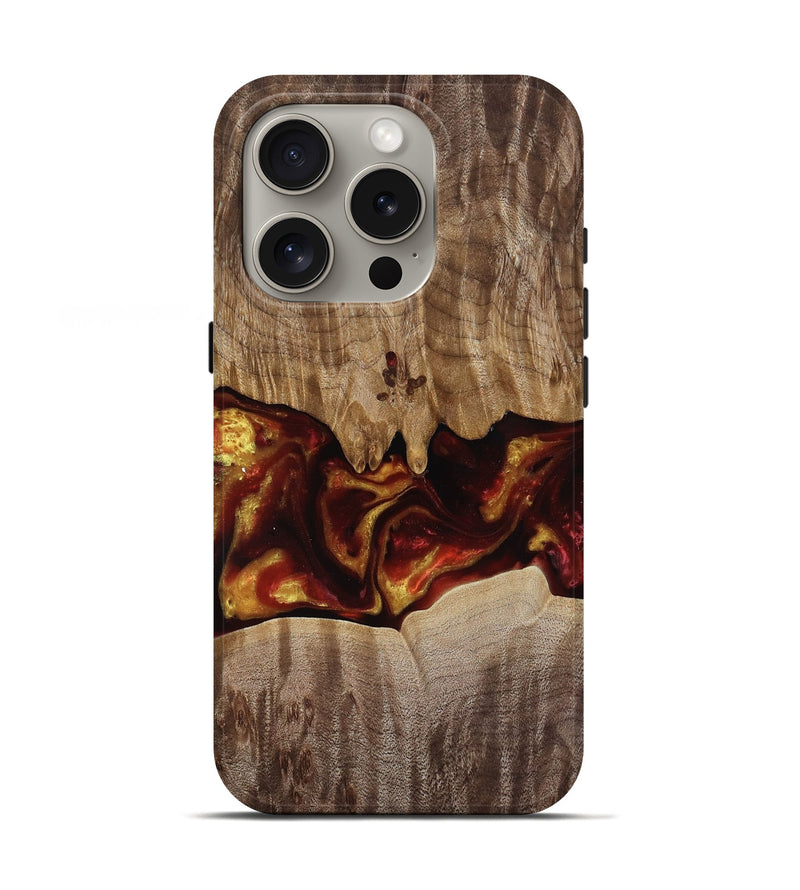 iPhone 16 Pro Wood Live Edge Phone Case - Lizeth (Red, 818246)