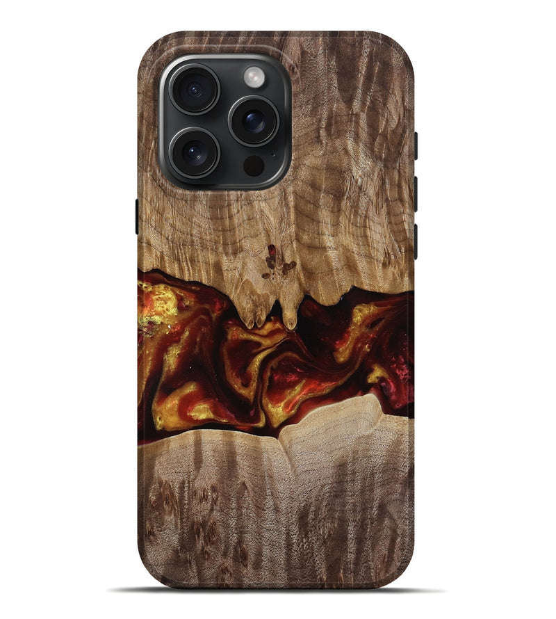 iPhone 16 Pro Max Wood Live Edge Phone Case - Lizeth (Red, 818246)