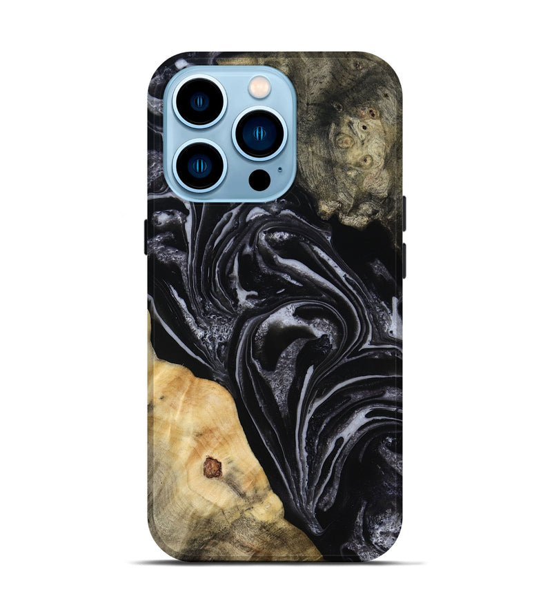 iPhone 14 Pro Wood Live Edge Phone Case - Claude (Black & White, 818247)