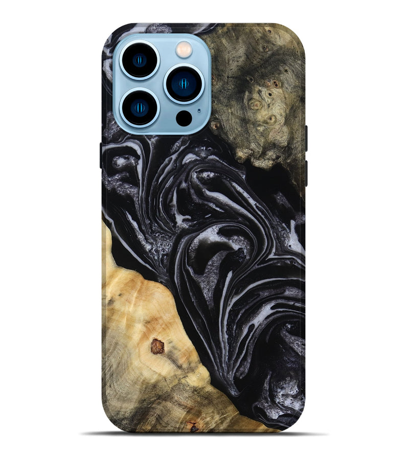 iPhone 14 Pro Max Wood Live Edge Phone Case - Claude (Black & White, 818247)