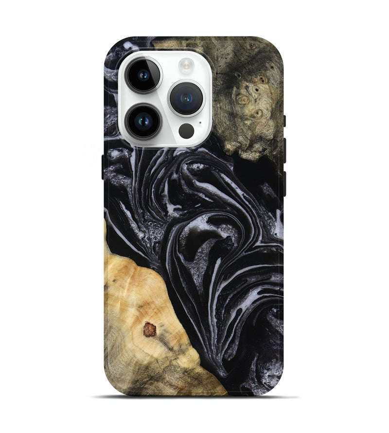 iPhone 15 Pro Wood Live Edge Phone Case - Claude (Black & White, 818247)