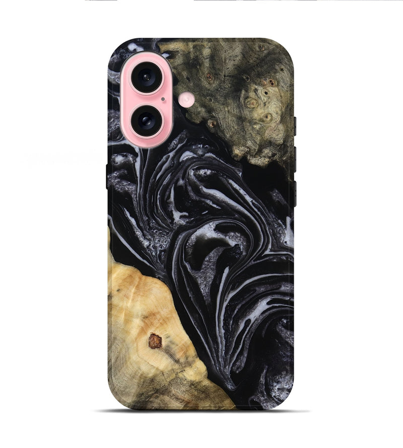 iPhone 16 Wood Live Edge Phone Case - Claude (Black & White, 818247)
