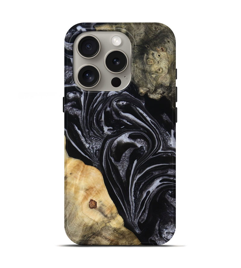 iPhone 16 Pro Wood Live Edge Phone Case - Claude (Black & White, 818247)