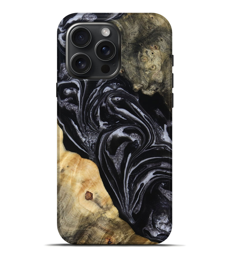 iPhone 16 Pro Max Wood Live Edge Phone Case - Claude (Black & White, 818247)