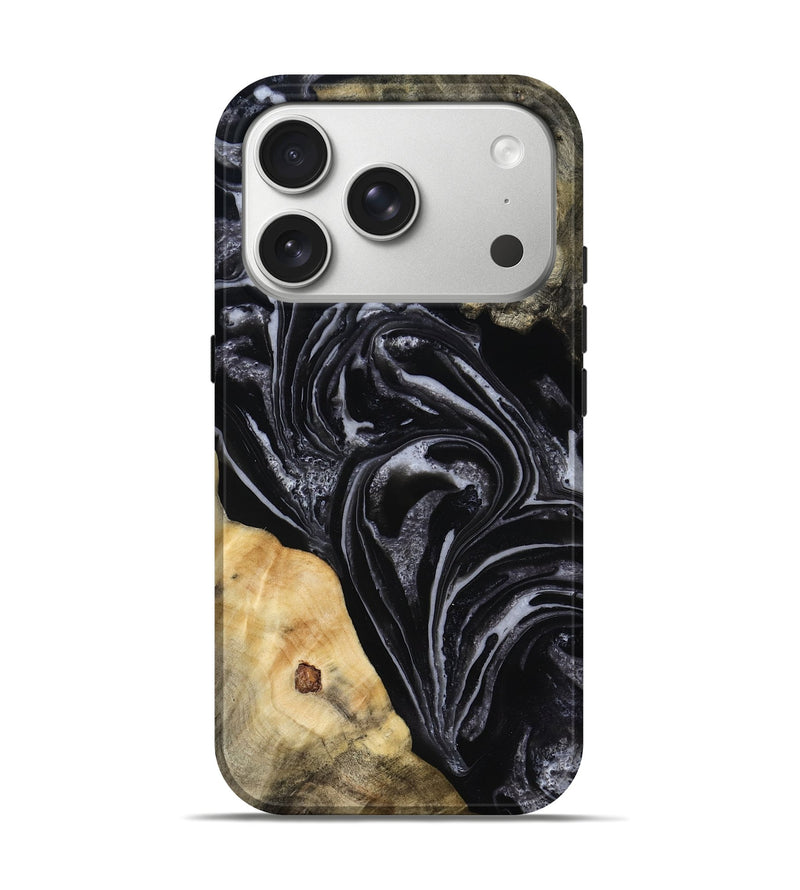 iPhone 17 Pro Wood Live Edge Phone Case - Claude (Black & White, 818247)