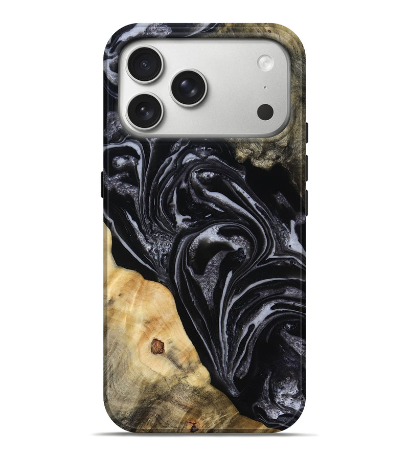 iPhone 17 Pro Max Wood Live Edge Phone Case - Claude (Black & White, 818247)