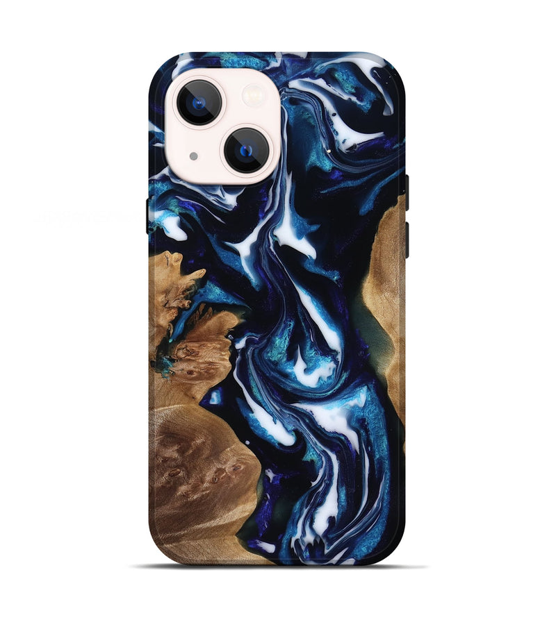 iPhone 13 Wood Live Edge Phone Case - Lonnie (Blue, 818248)