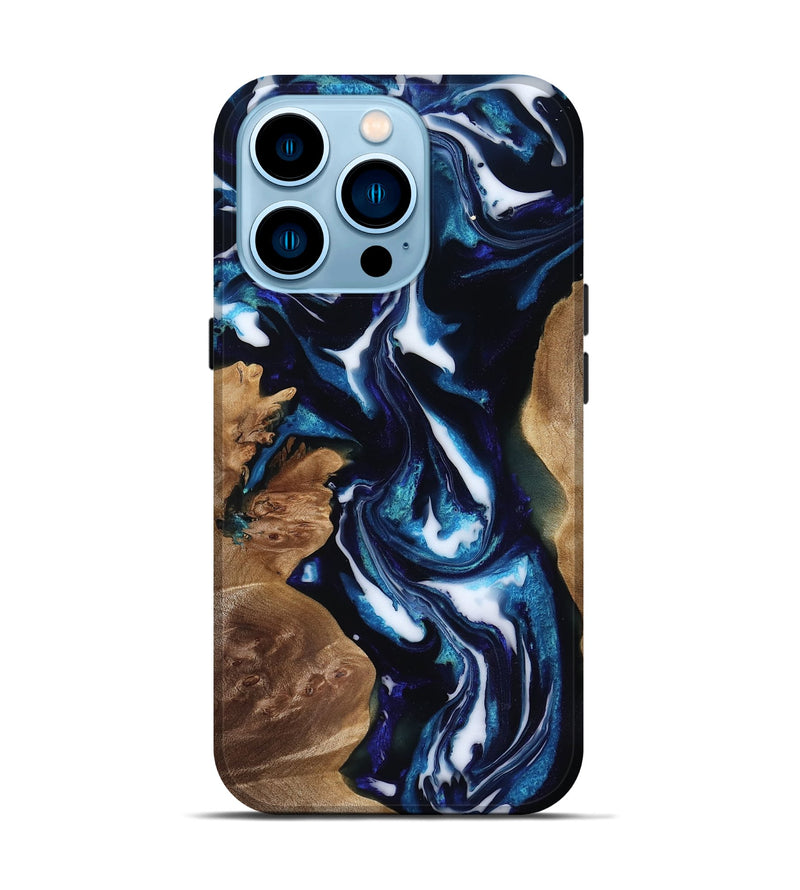 iPhone 14 Pro Wood Live Edge Phone Case - Lonnie (Blue, 818248)