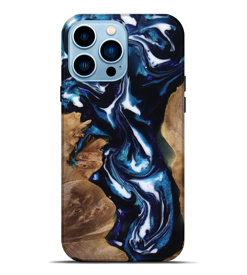 iPhone 14 Pro Max Wood Live Edge Phone Case - Lonnie (Blue, 818248)