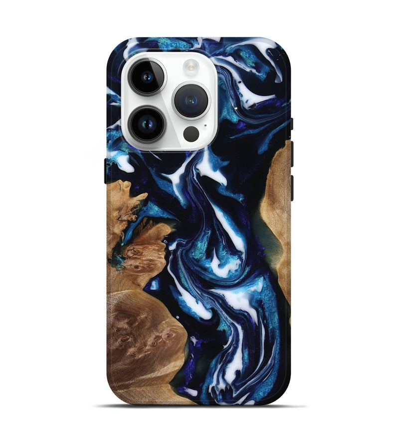 iPhone 15 Pro Wood Live Edge Phone Case - Lonnie (Blue, 818248)