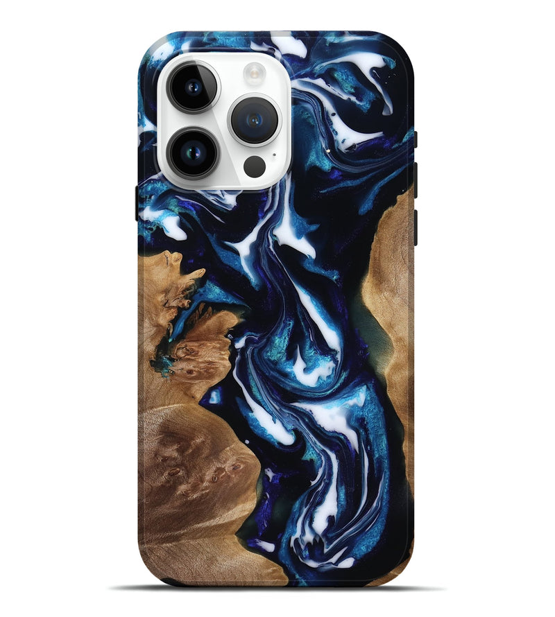 iPhone 15 Pro Max Wood Live Edge Phone Case - Lonnie (Blue, 818248)
