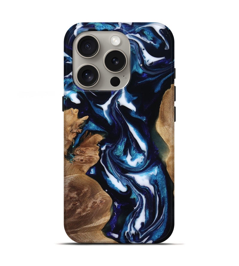 iPhone 16 Pro Wood Live Edge Phone Case - Lonnie (Blue, 818248)