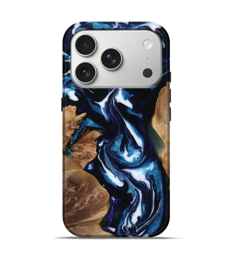 iPhone 17 Pro Wood Live Edge Phone Case - Lonnie (Blue, 818248)