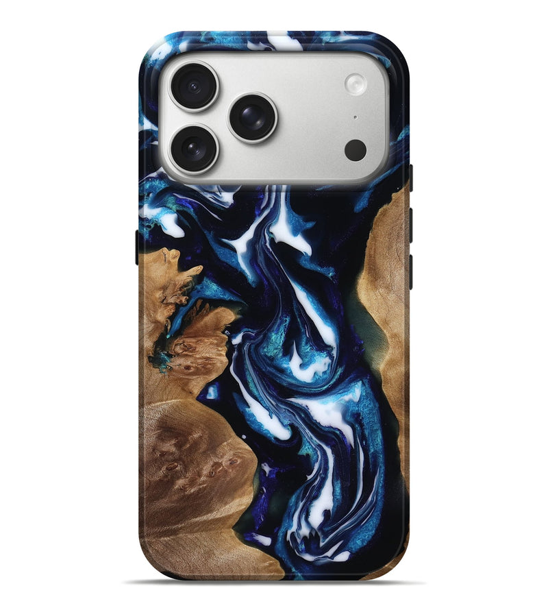 iPhone 17 Pro Max Wood Live Edge Phone Case - Lonnie (Blue, 818248)