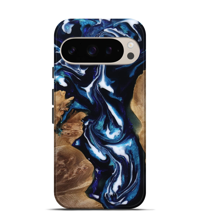Pixel 9 Pro Wood Live Edge Phone Case - Lonnie (Blue, 818248)