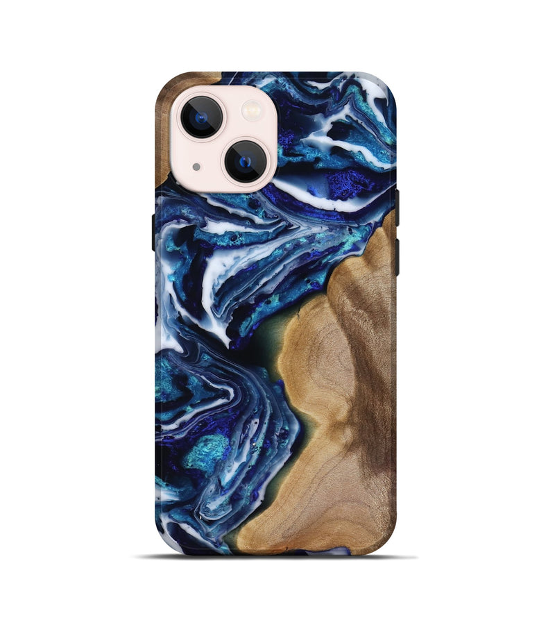 iPhone 13 mini Wood Live Edge Phone Case - Rupert (Blue, 818250)