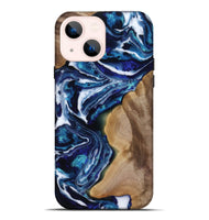 iPhone 14 Plus Wood Live Edge Phone Case - Rupert (Blue, 818250)