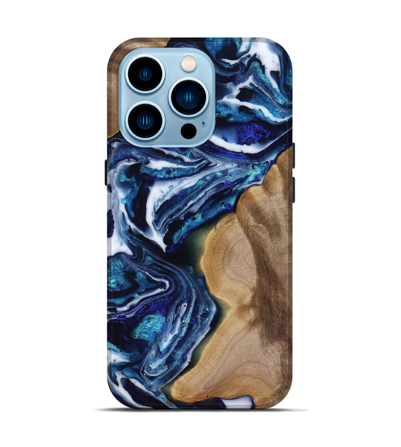 iPhone 14 Pro Wood Live Edge Phone Case - Rupert (Blue, 818250)