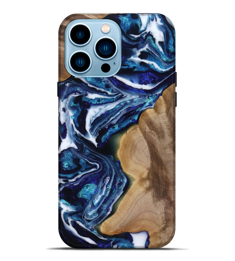iPhone 14 Pro Max Wood Live Edge Phone Case - Rupert (Blue, 818250)