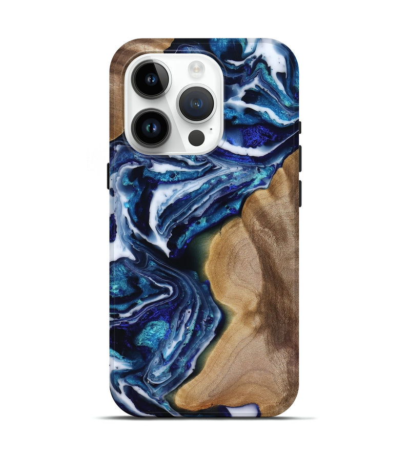 iPhone 15 Pro Wood Live Edge Phone Case - Rupert (Blue, 818250)