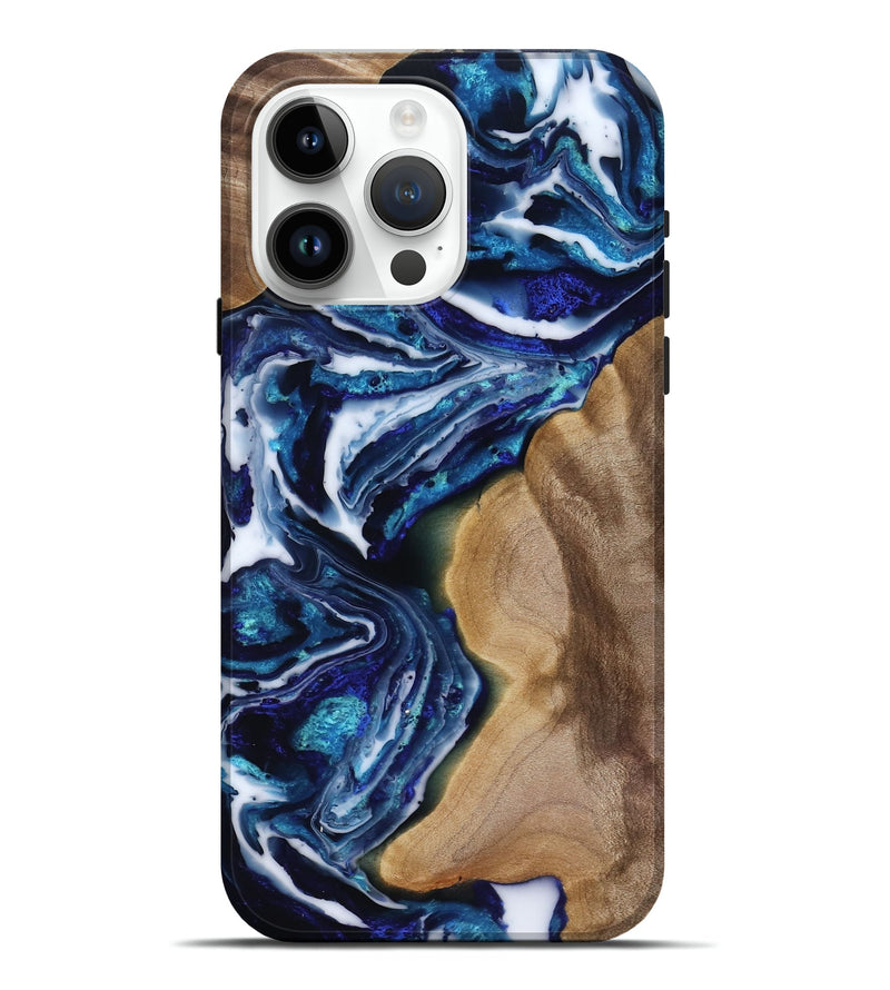 iPhone 15 Pro Max Wood Live Edge Phone Case - Rupert (Blue, 818250)