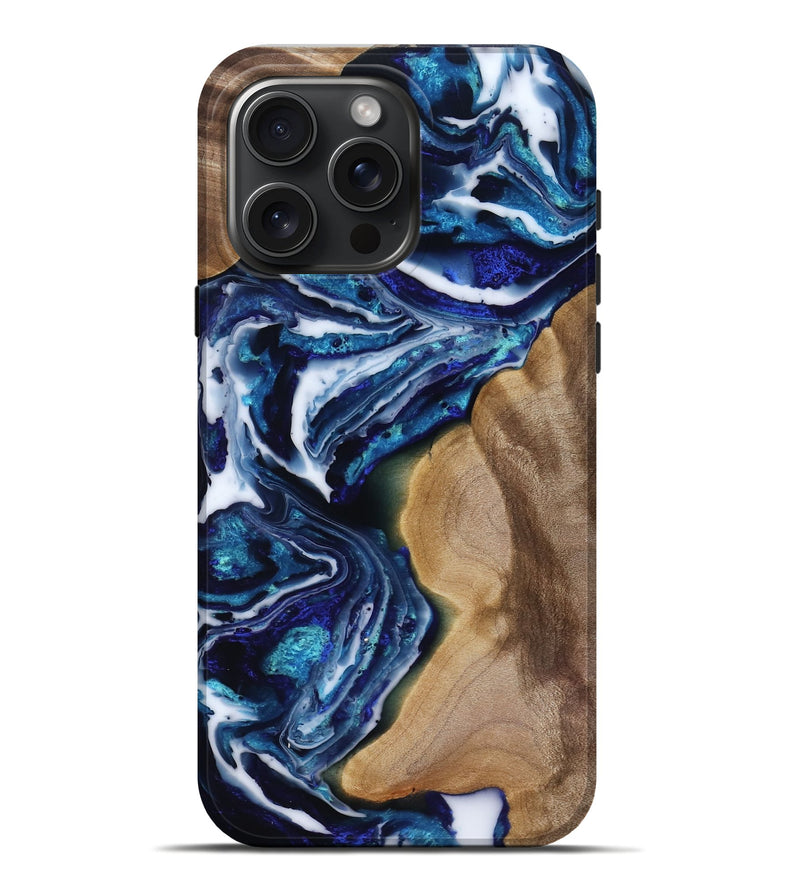 iPhone 16 Pro Max Wood Live Edge Phone Case - Rupert (Blue, 818250)